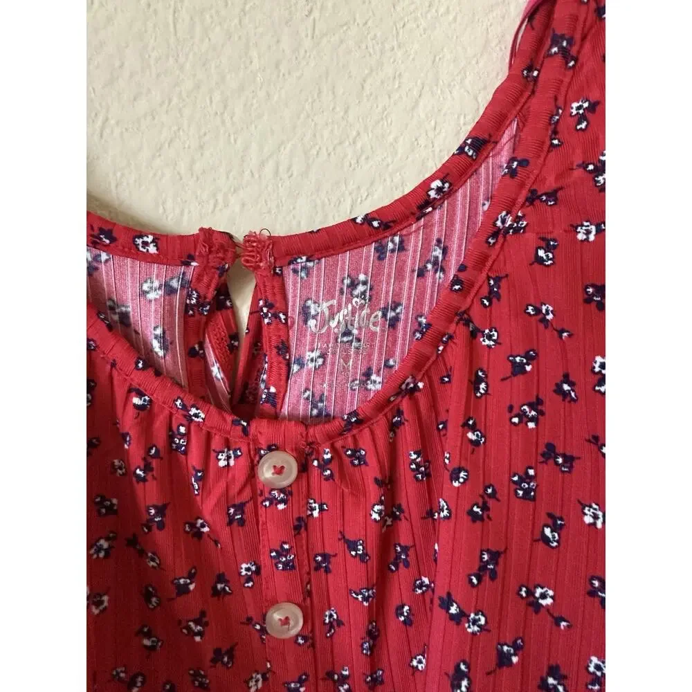 Lot Of 2 Justice Floral Ruffle Sleeveless Elastic Waist Girls Romper Size M 10